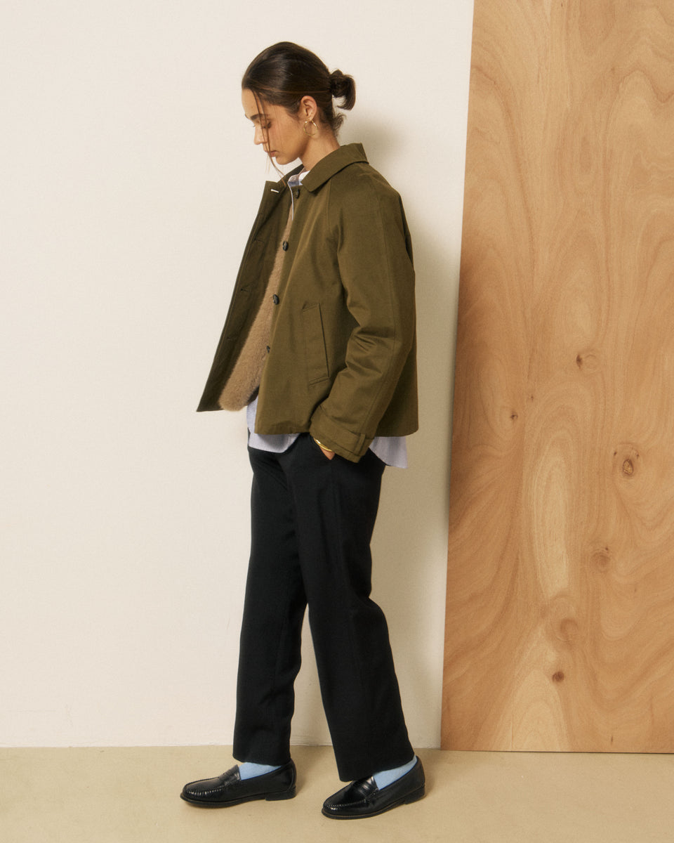 Voltaire Women's Military Green Cotton Gabardine Coat - Image principale
