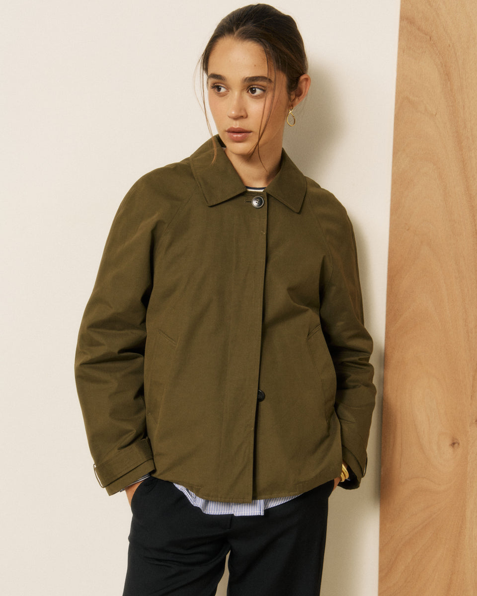 Voltaire Women's Military Green Cotton Gabardine Coat - Image 2