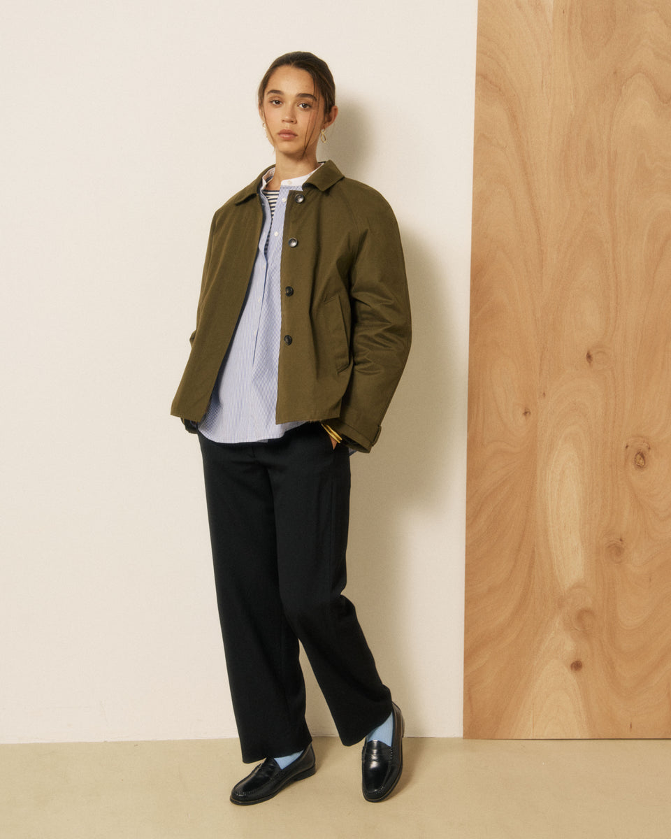 Voltaire Women's Military Green Cotton Gabardine Coat - Image 3