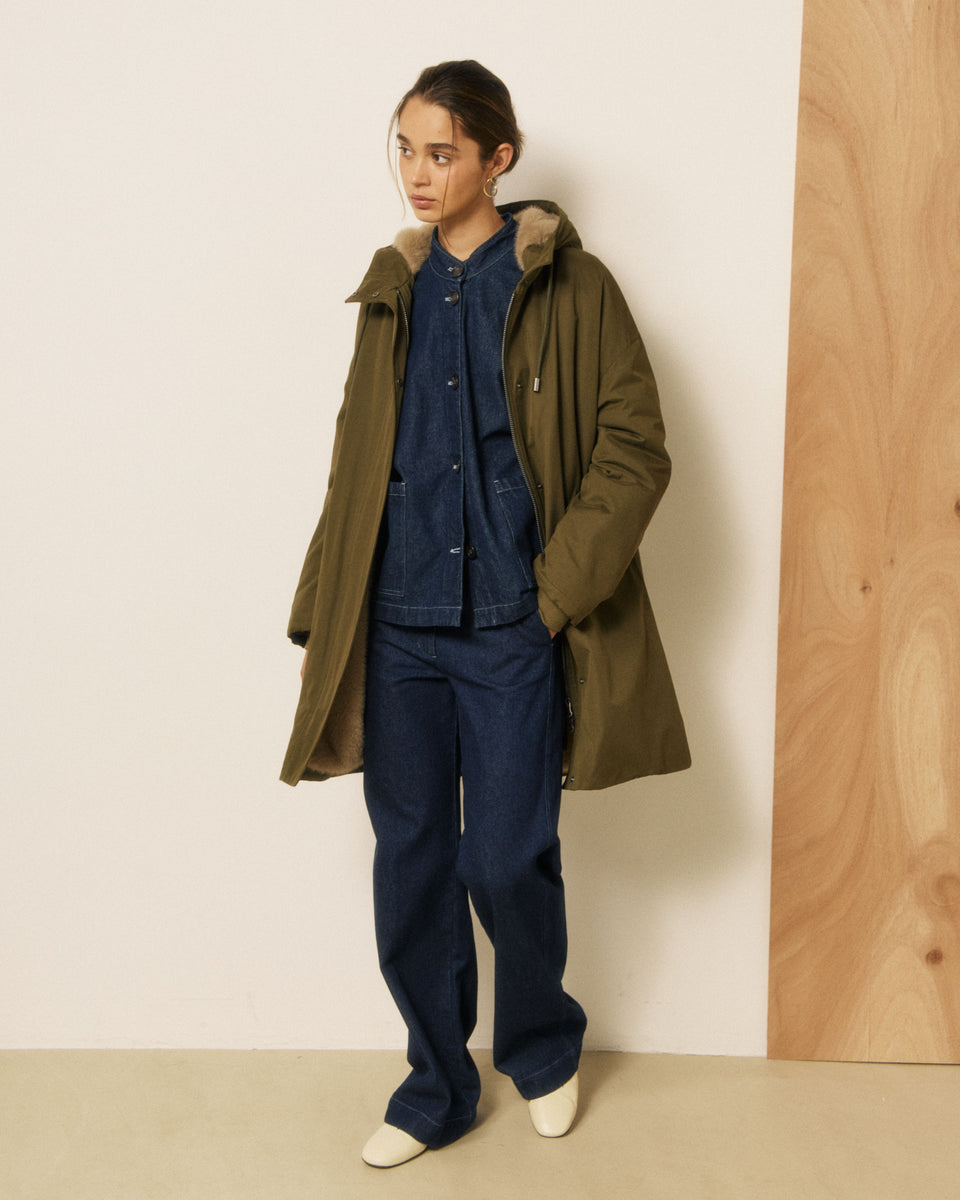 Manteau Femme en Gabardine de Coton Vert Militaire Vader - Image principale