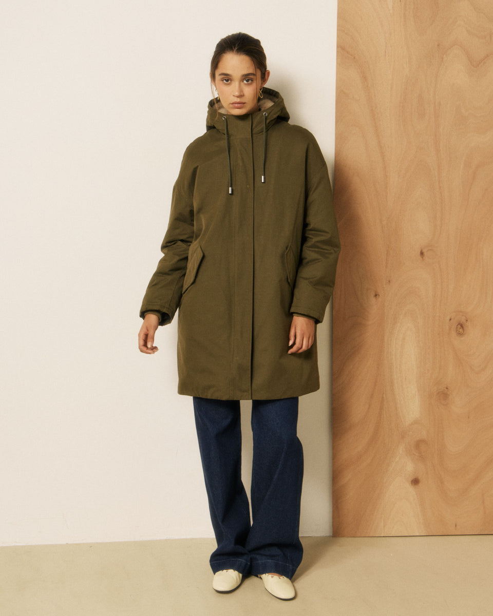 Manteau Femme en Gabardine de Coton Vert Militaire Vader - Image 3