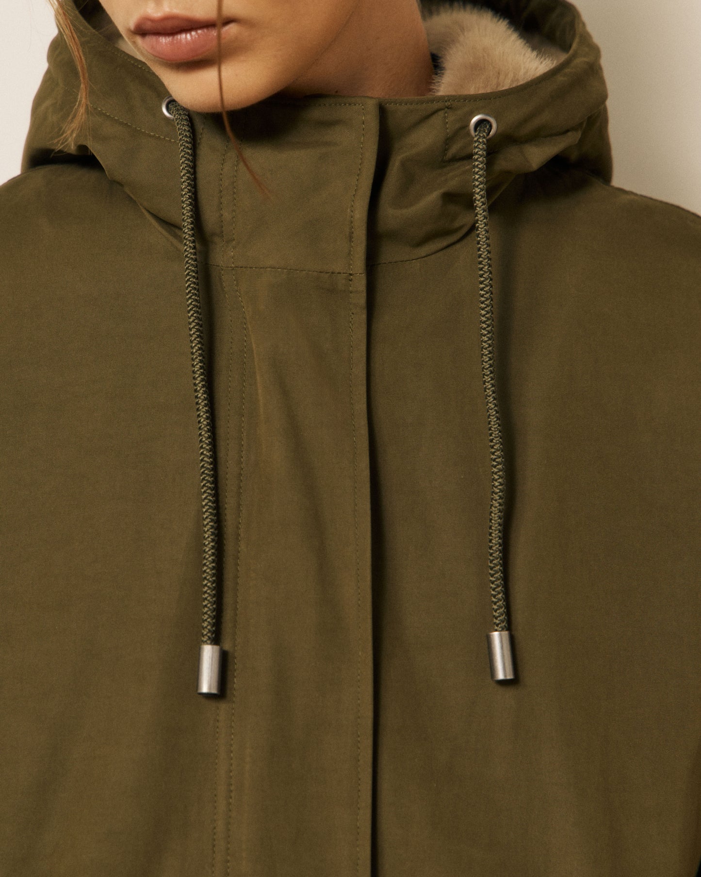 Manteau Femme en Gabardine de Coton Vert Militaire Vader