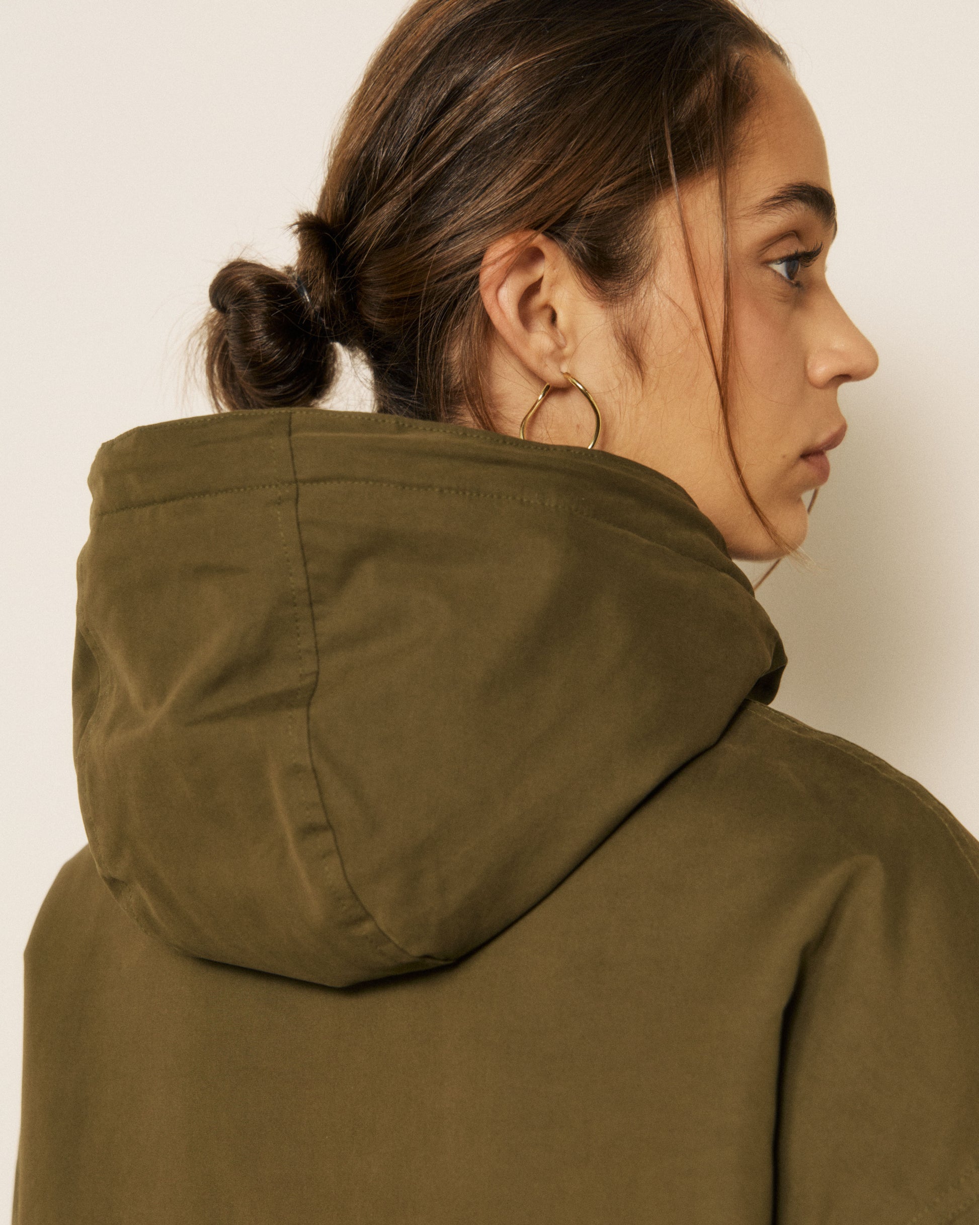Manteau Femme en Gabardine de Coton Vert Militaire Vader