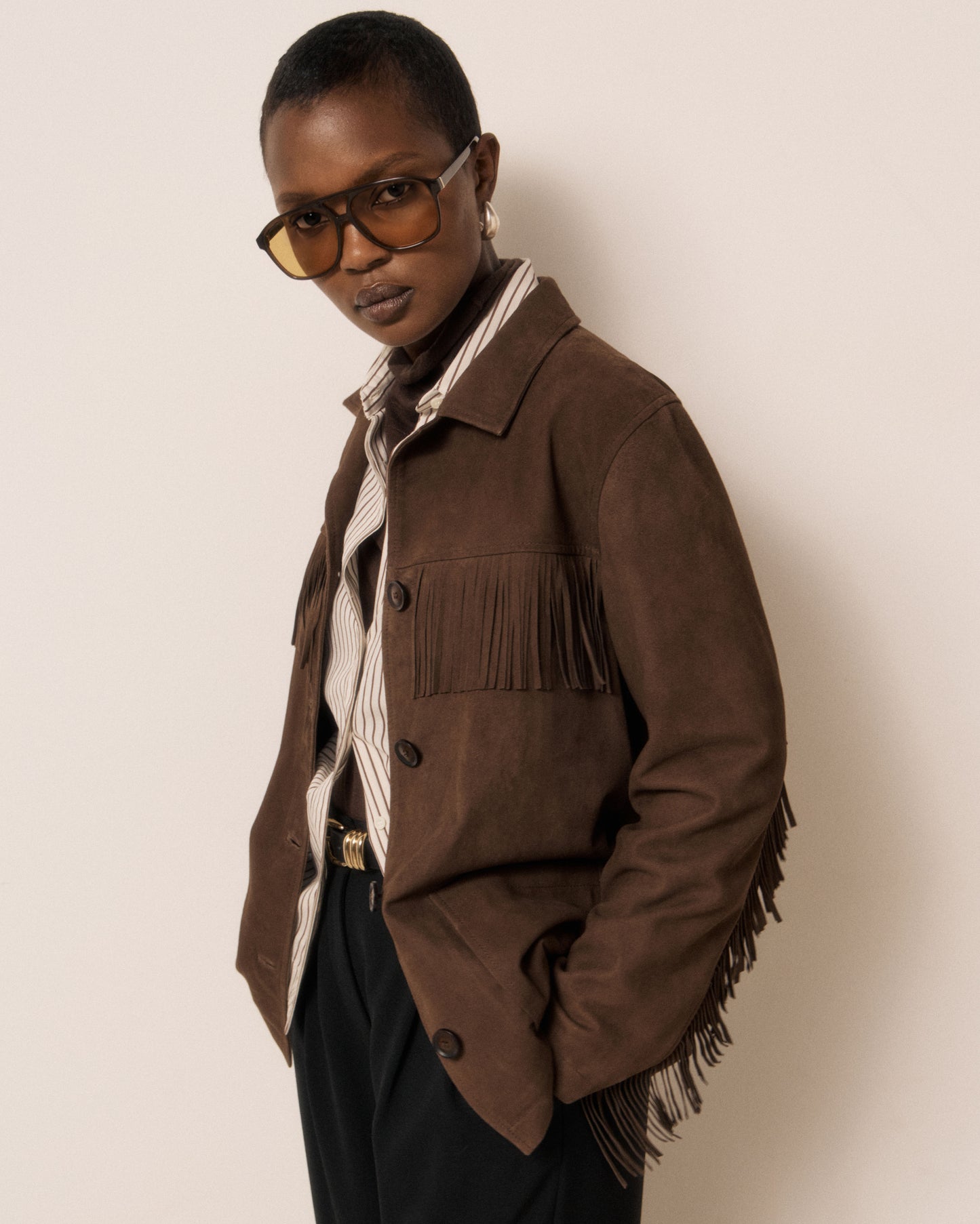 Veste Femme en Cuir Suédé Marron Vaquero