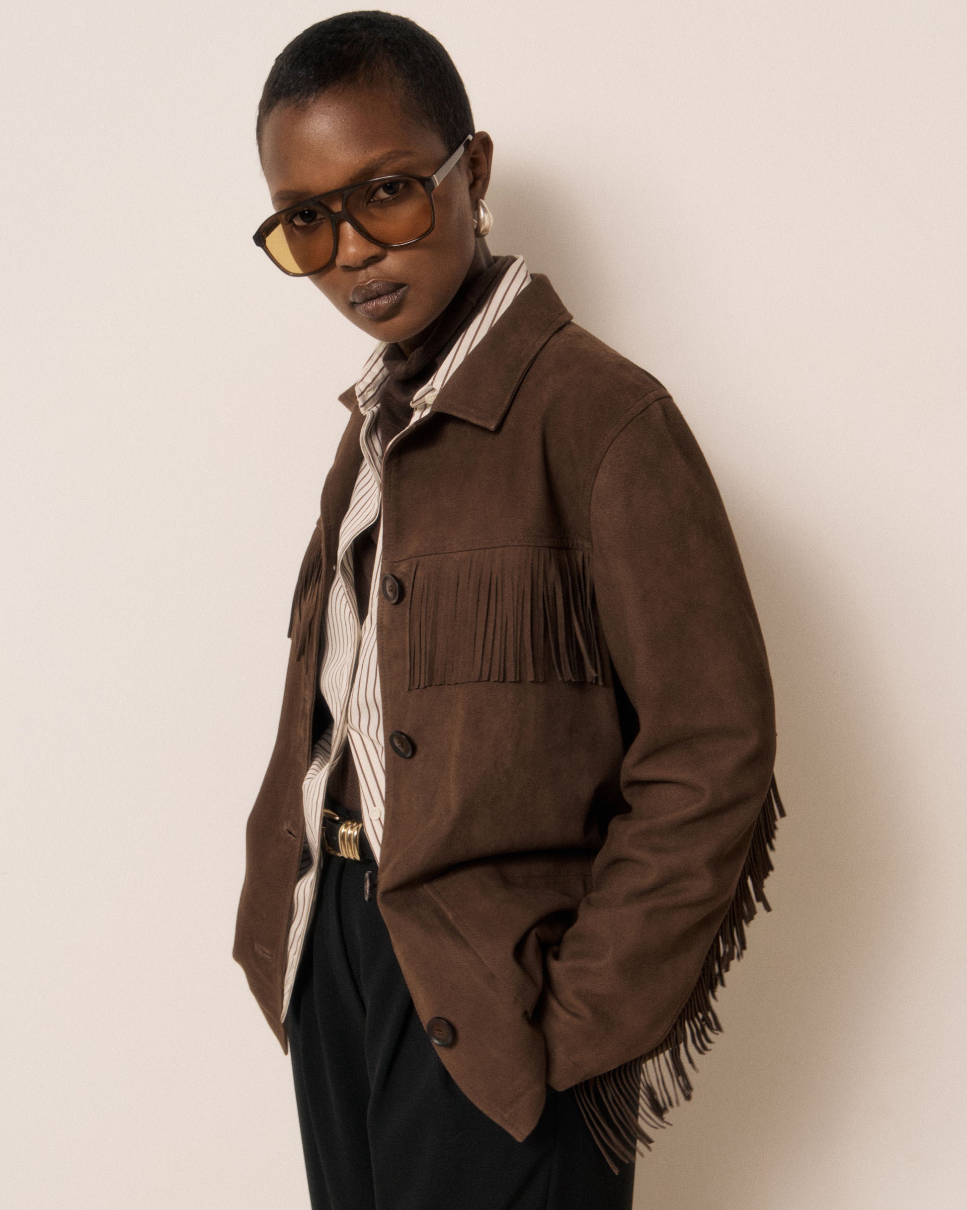 Veste Femme en Cuir Suédé Marron Vaquero