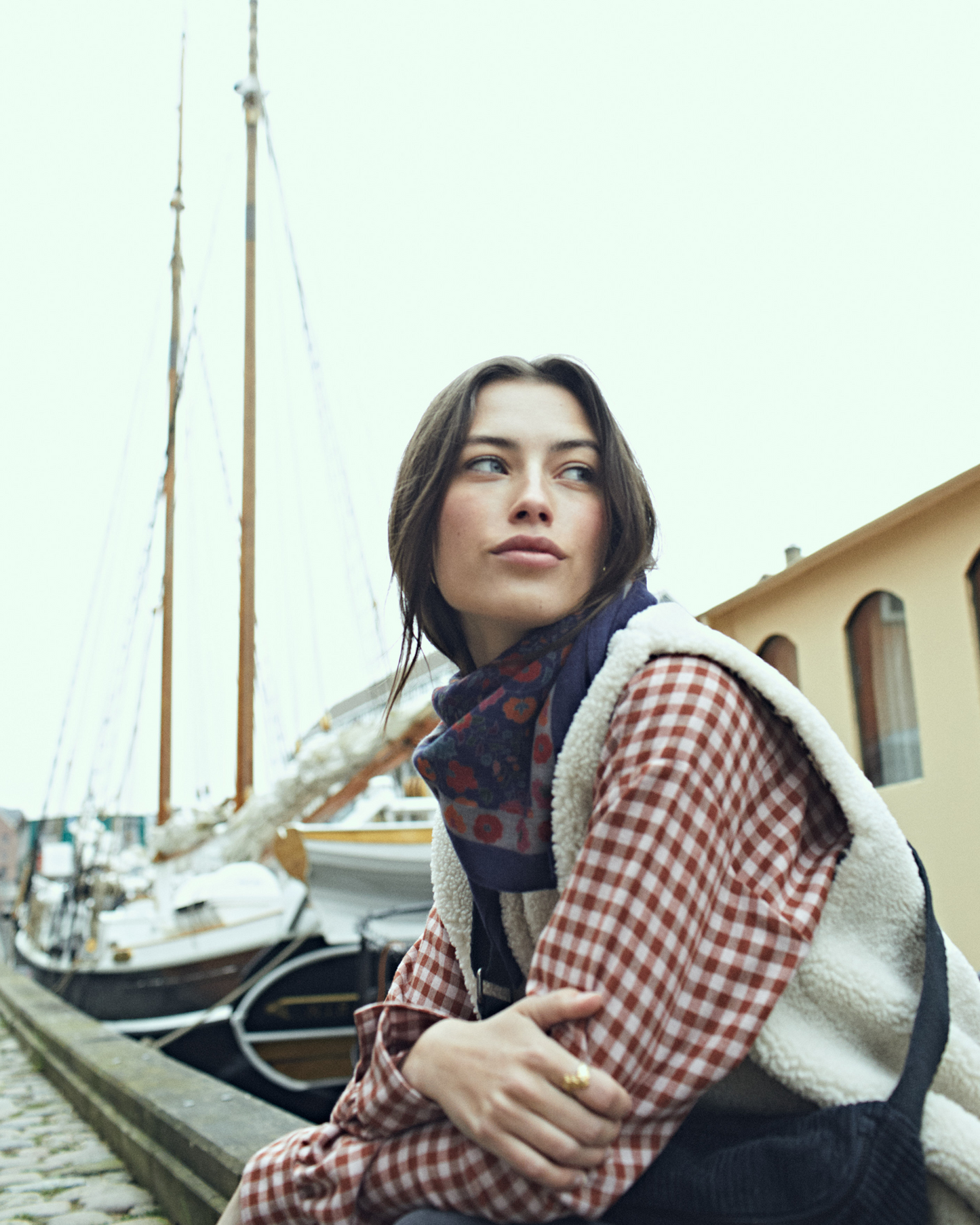 Chemise Femme en laine mélangée imprimé à carreaux Brique & Rose Calim