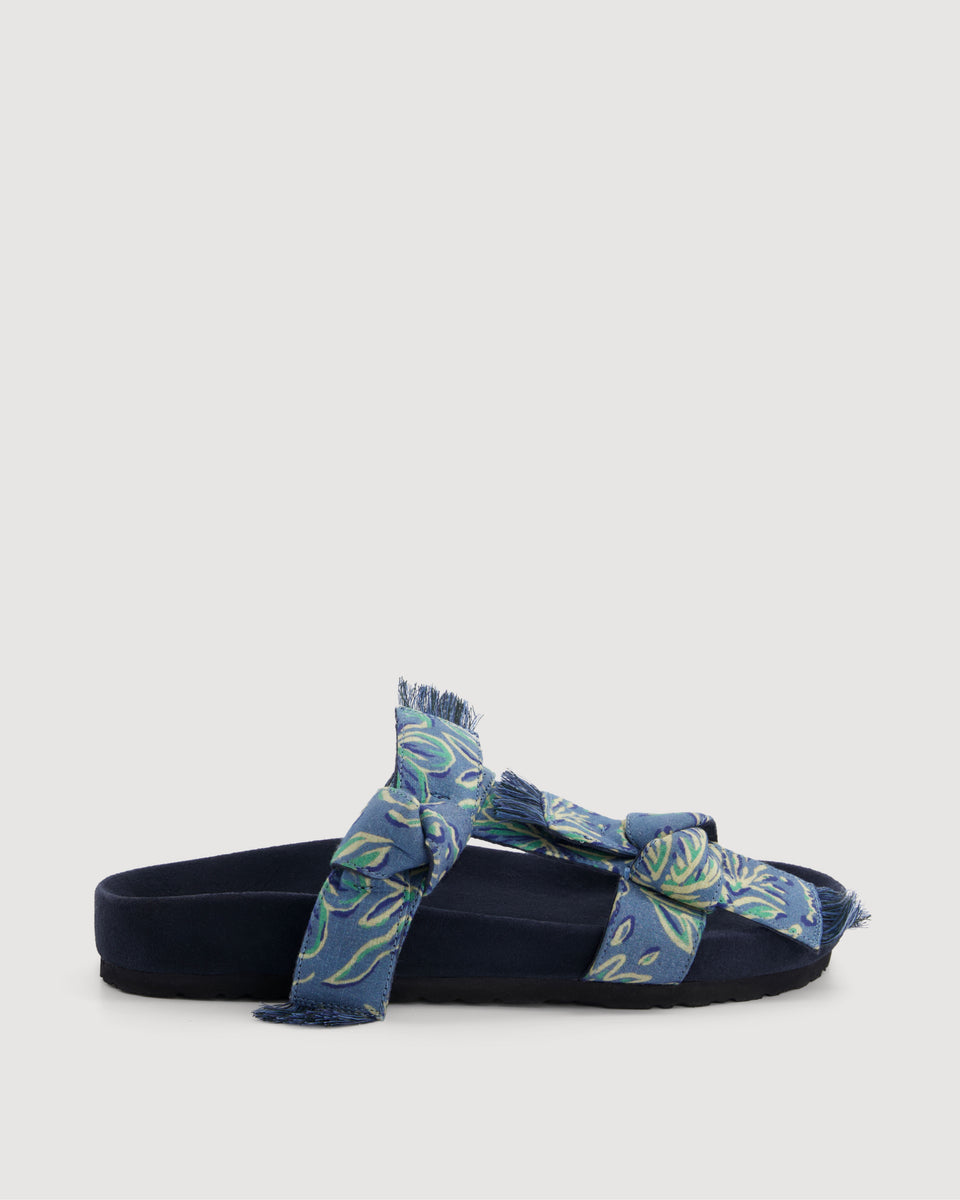 Ervin Women's Blue Printed cotton Sandals - Image principale