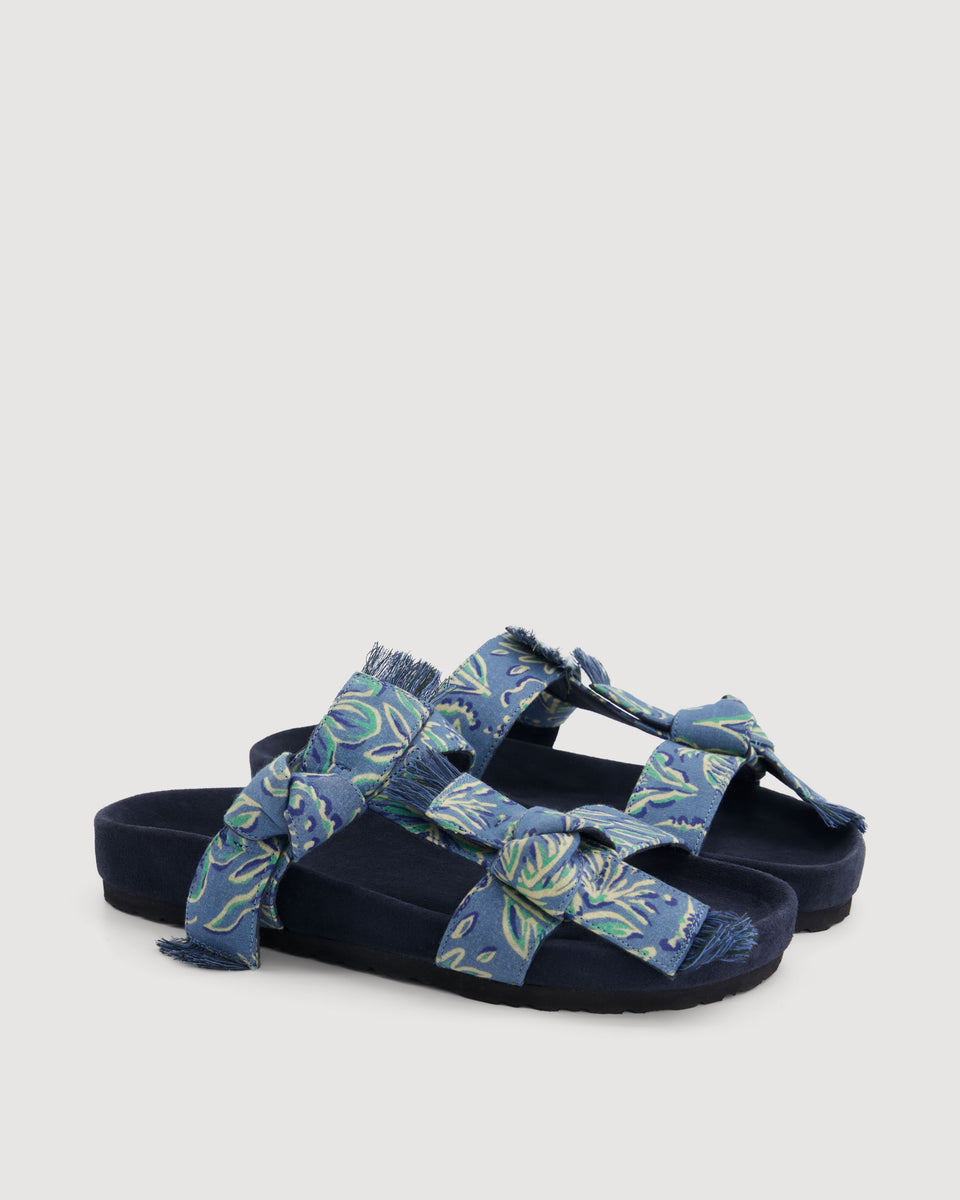 Ervin Women's Blue Printed cotton Sandals - Image alternative