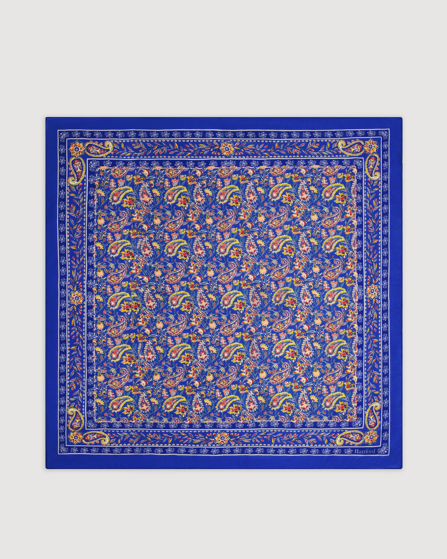 Bandana Femme en soie imprimée "Cachemire" Bleu