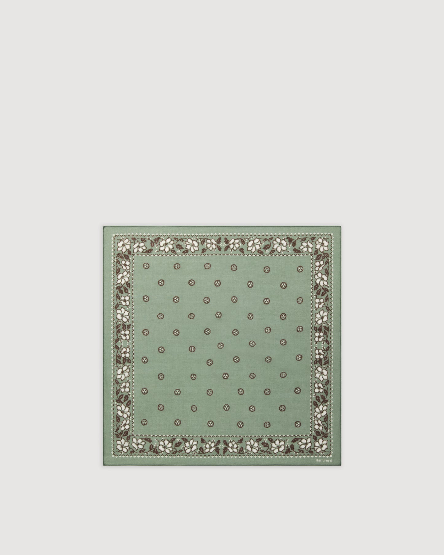 Women's Jade Green Hibiscus Printed Cotton Voile Bandana 