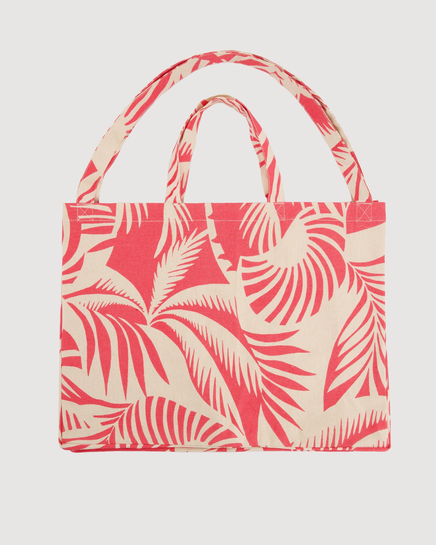 Sac Femme en Coton Imprimé Palmiers Rouge