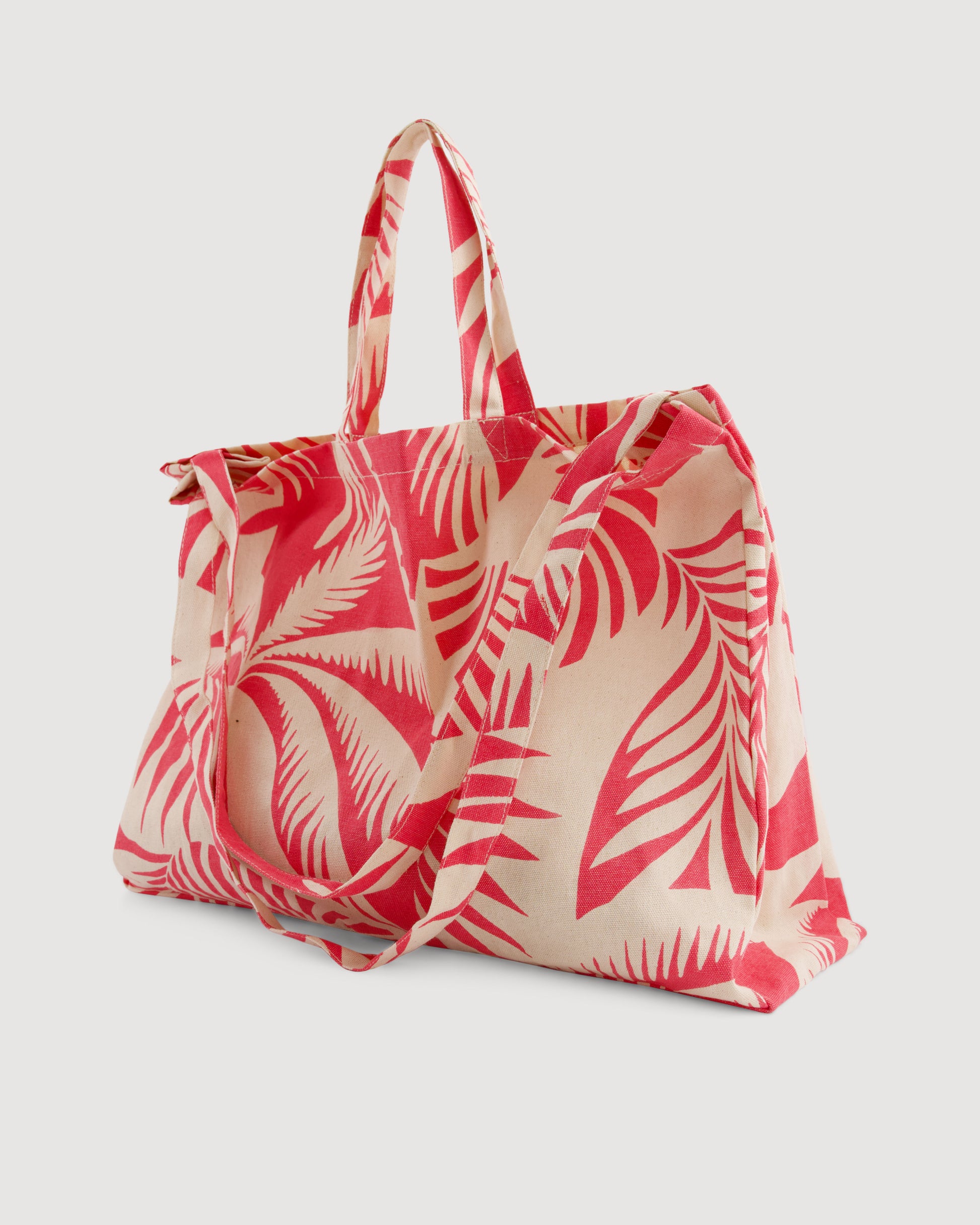 Sac Femme en Coton Imprimé Palmiers Rouge