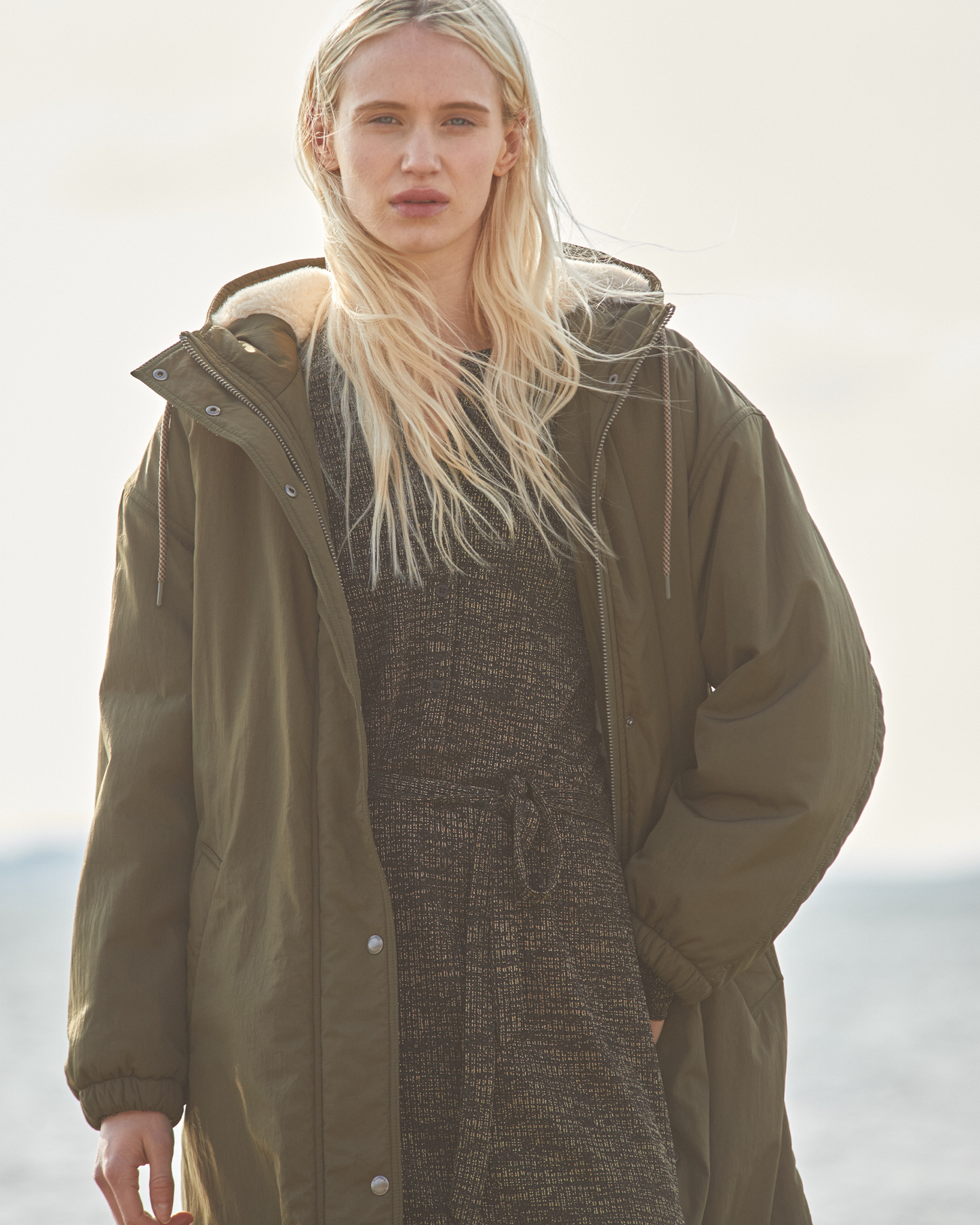 Parka Femme en nylon recyclé déperlant Vert Militaire Venlo