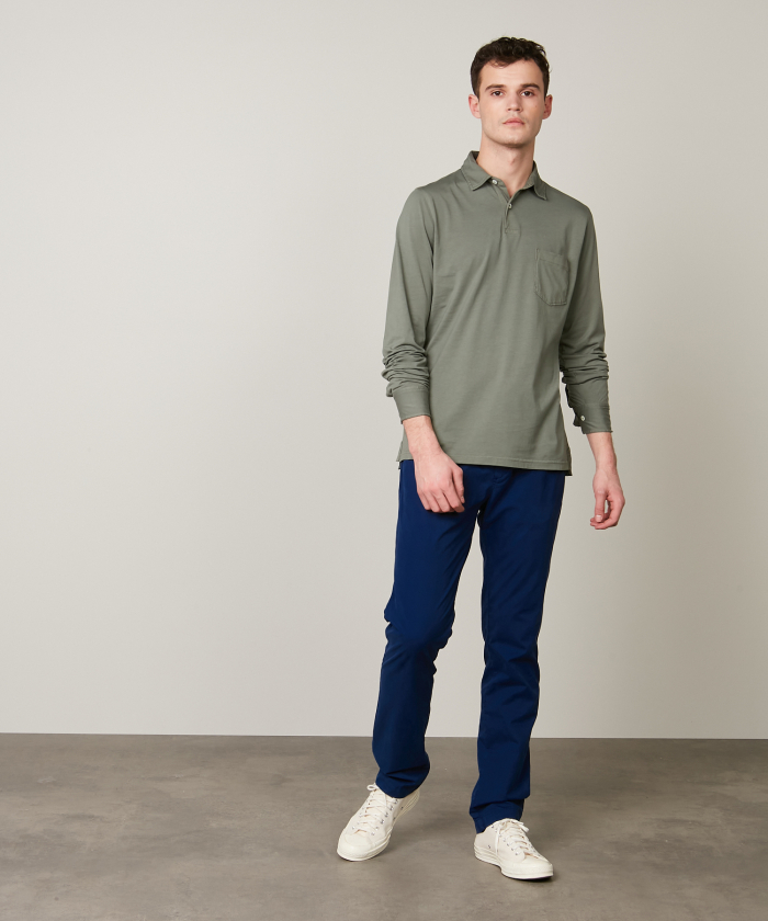 Military Green long sleeves jersey polo 