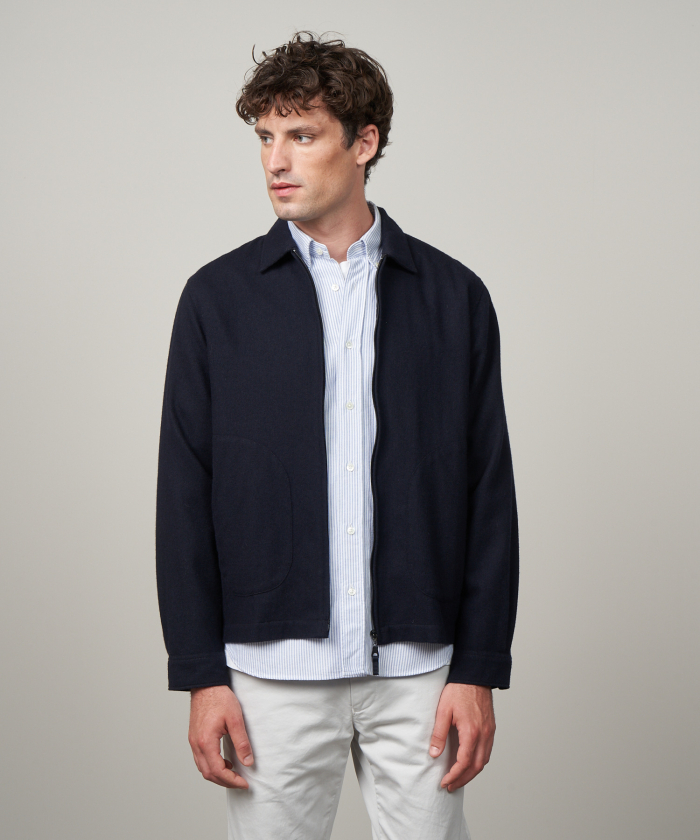 Navy recycled wool Del jacket