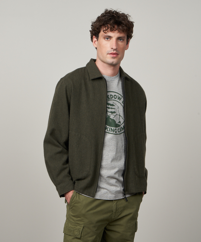 Military green recycled wool Del jacket
