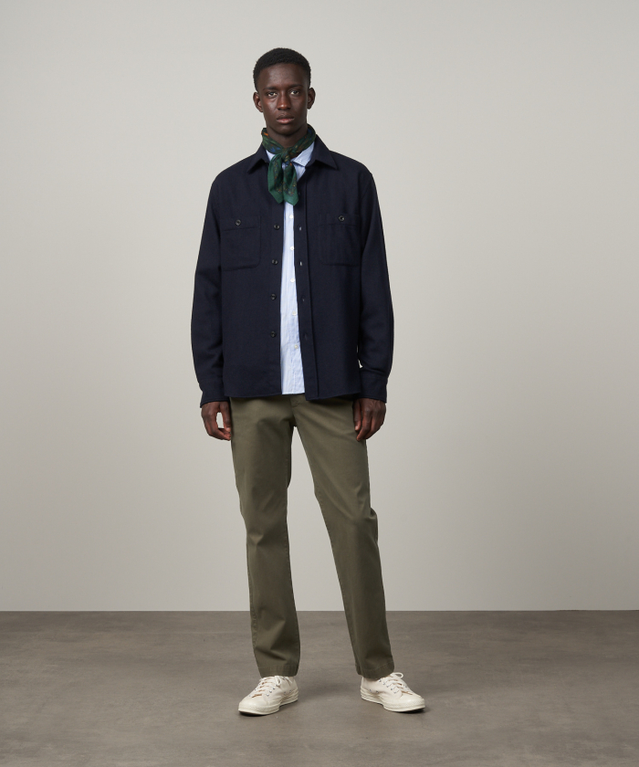 Military green "piqué" cotton Tobby trousers