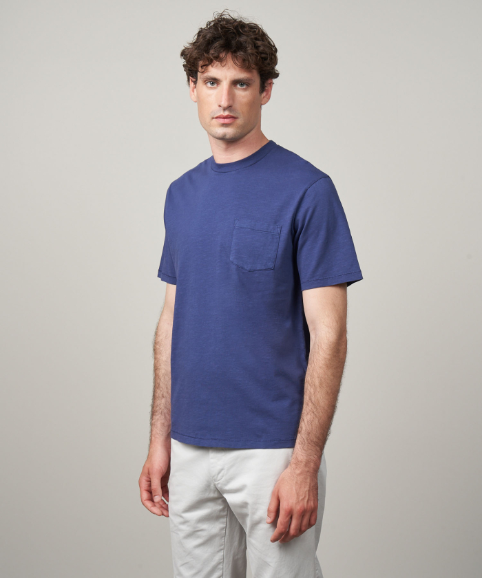 Tee Shirt Pocket Crew bleu indigo