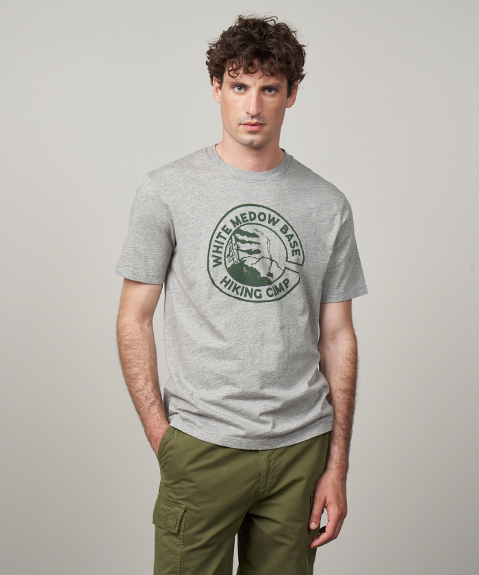Tee Shirt gris chiné imprimé "Hiking Camp"