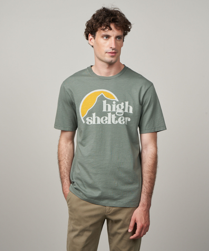 Tee Shirt vert militaire imprimé "Shelter"