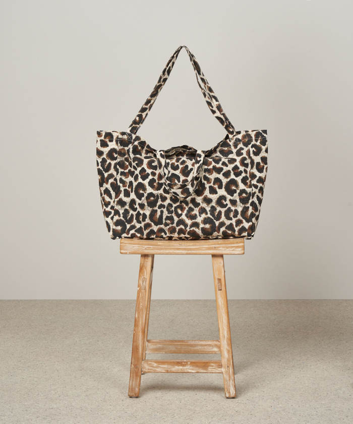 Leopard printed cotton Large bag