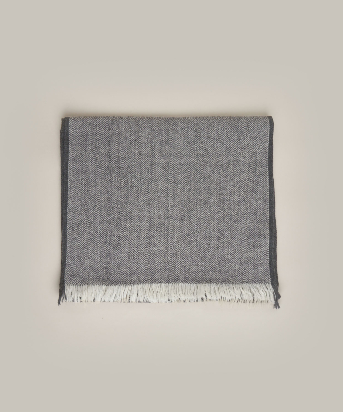 Charcoal Herringbone wool scarf