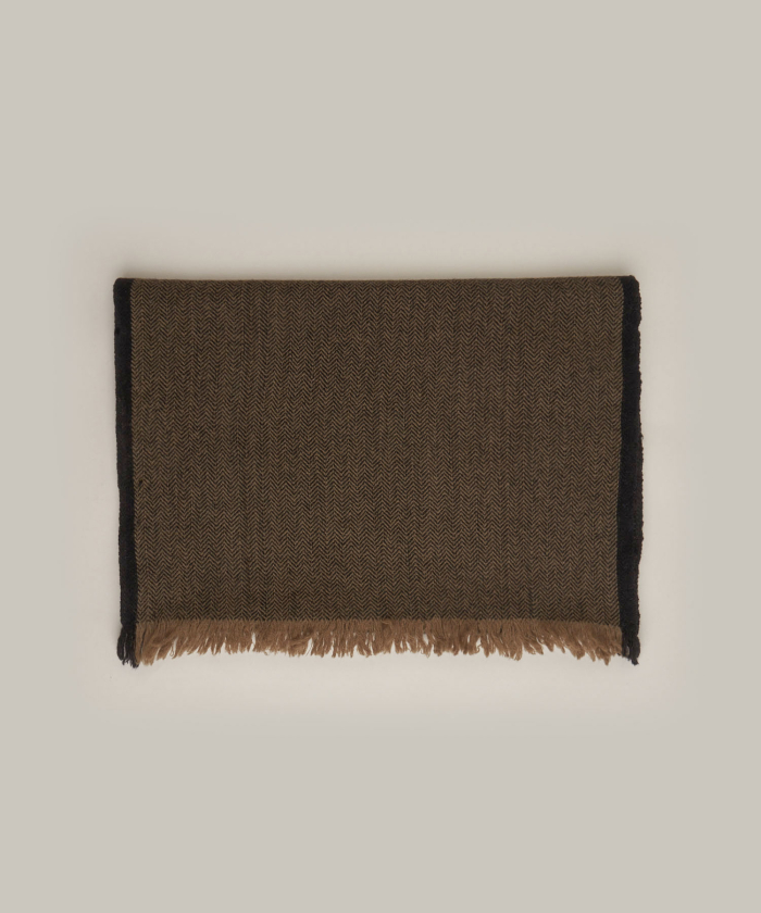 Green Herringbone wool scarf