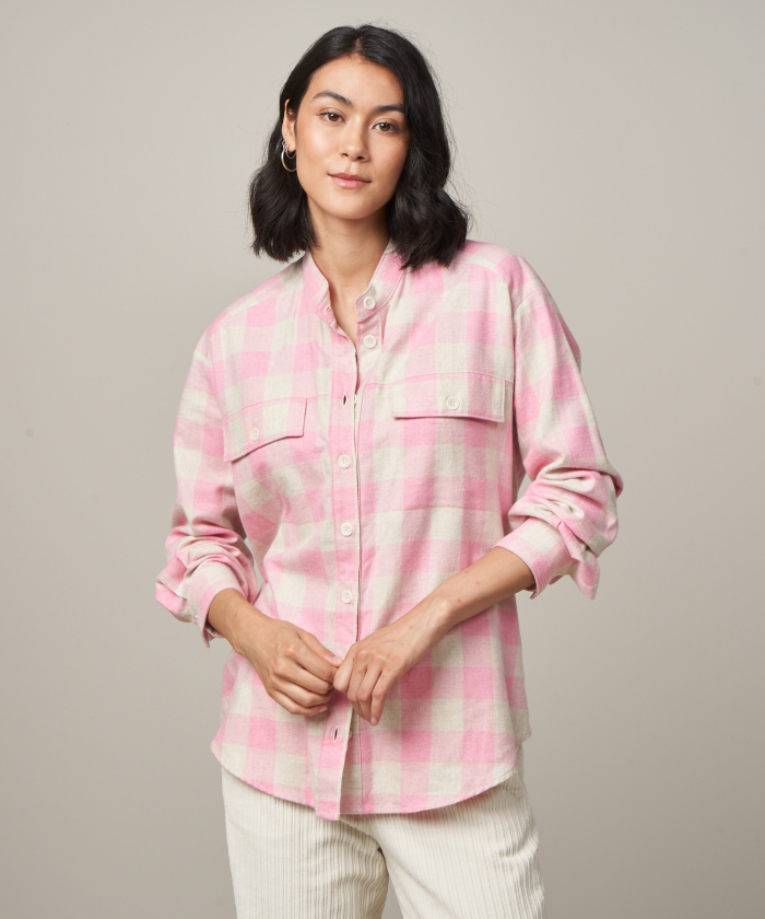 Pink plaid flannel Claudius shirt