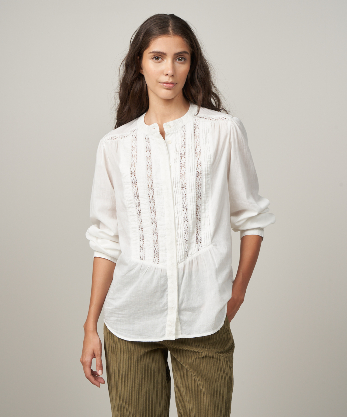 Off-white cotton voile Conrad shirt