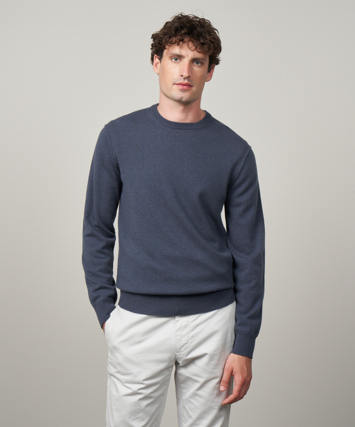 Petrol blue wool and cashmere sweater