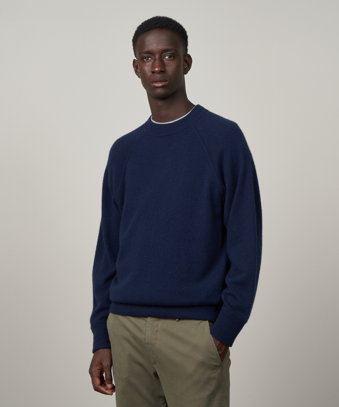 Navy wool and cashmere sweater