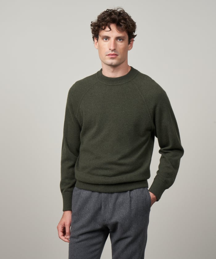 Green wool and cashmere sweater