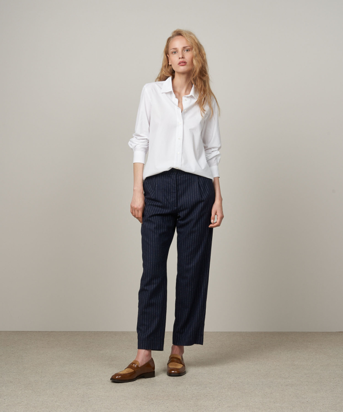 Navy striped wool Pacome trousers