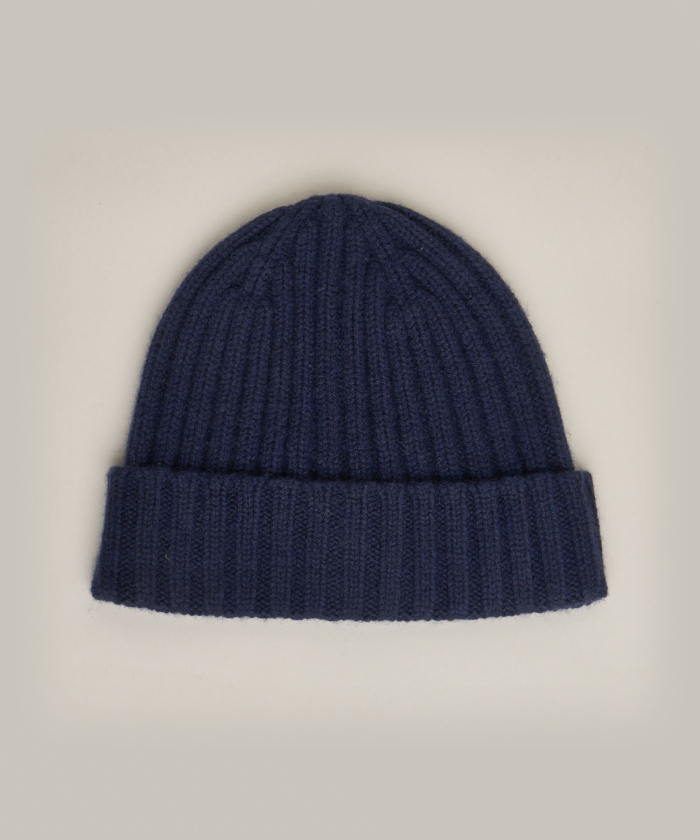 Navy wool and cashmere beanie
