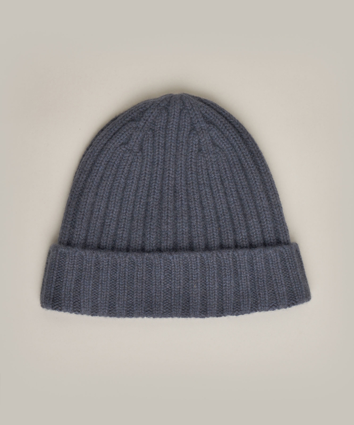Petrol blue wool and cashmere beanie
