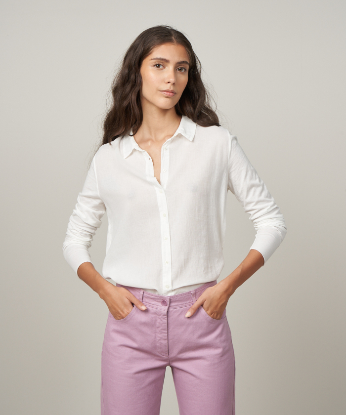 Off-white double fabric cotton Tapua shirt