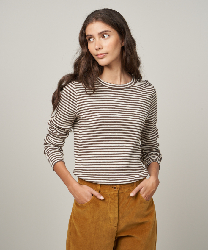 Off-white & brown striped rib Tampa T-shirt