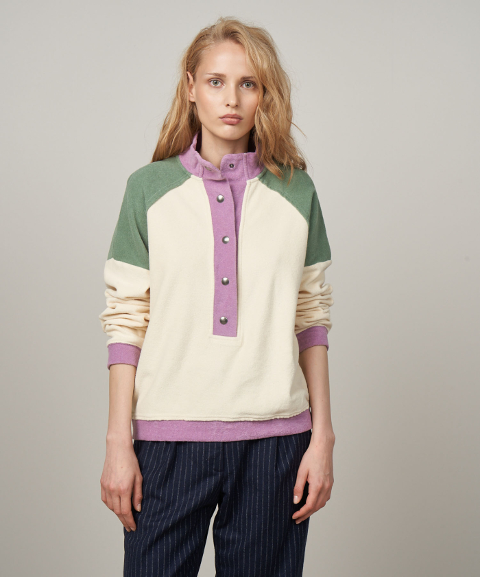 Sweatshirt Tursac en coton bouclette tricolore