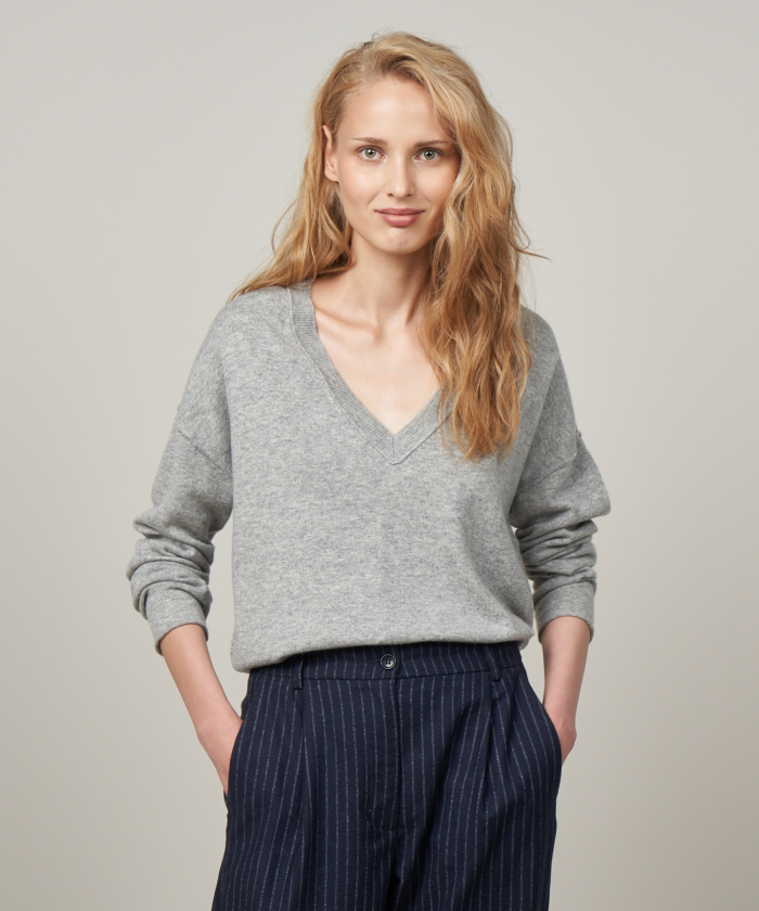 Heather grey wool and cashmere Miane sweater