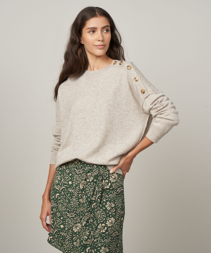 Beige wool and cashmere Malix sweater