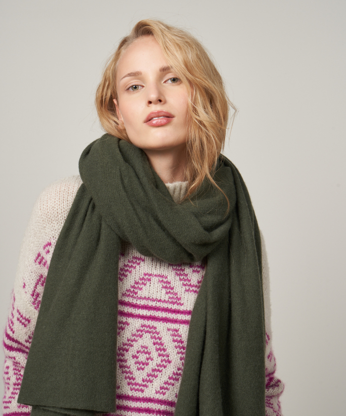 Green wool and cashmere Megen scarf