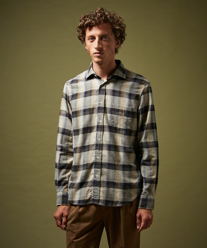 Natural plaid flannel Paul regular shirt