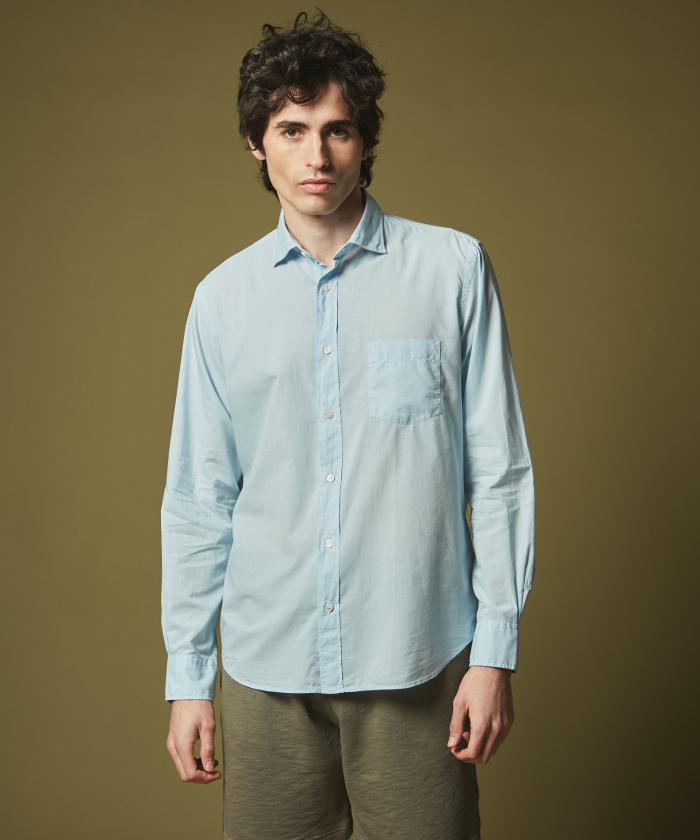 Sky blue cotton voile Paul regular shirt