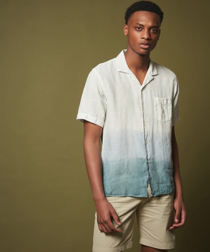 Celadon tie & dye linen Palm regular shirt
