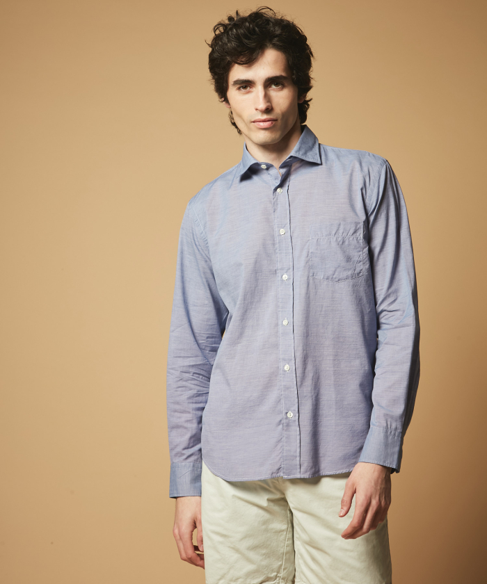 Blue end-on-end Paul regular shirt