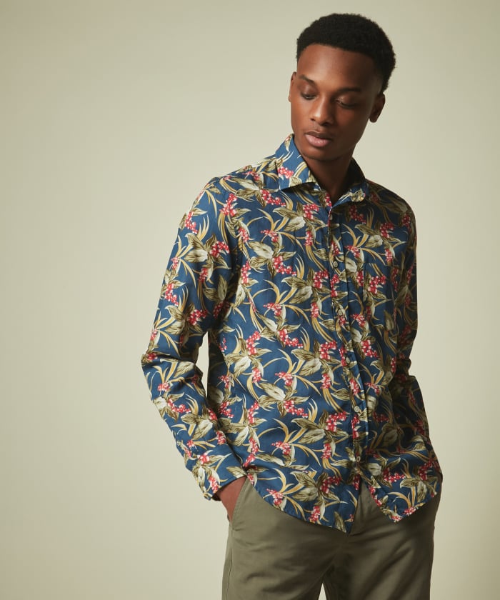 Tropical linen & cotton voile Paul regular shirt
