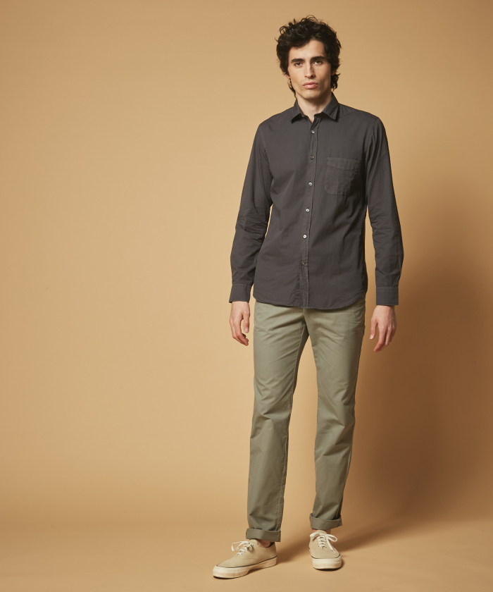 Light cotton twill Tobby pants in grey-green