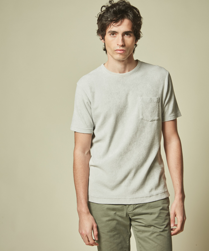 T-shirt en coton éponge gris clair