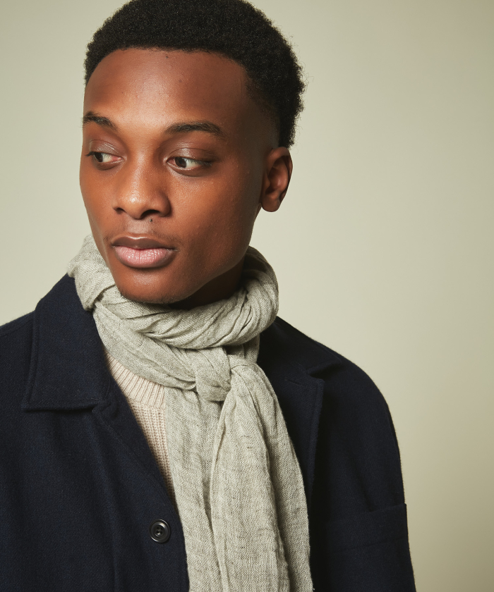 Army green linen scarf