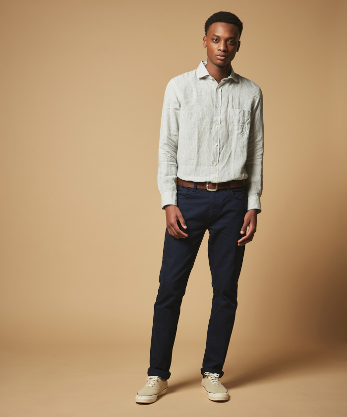 Navy Tim 5-pockets pants in cotton twill